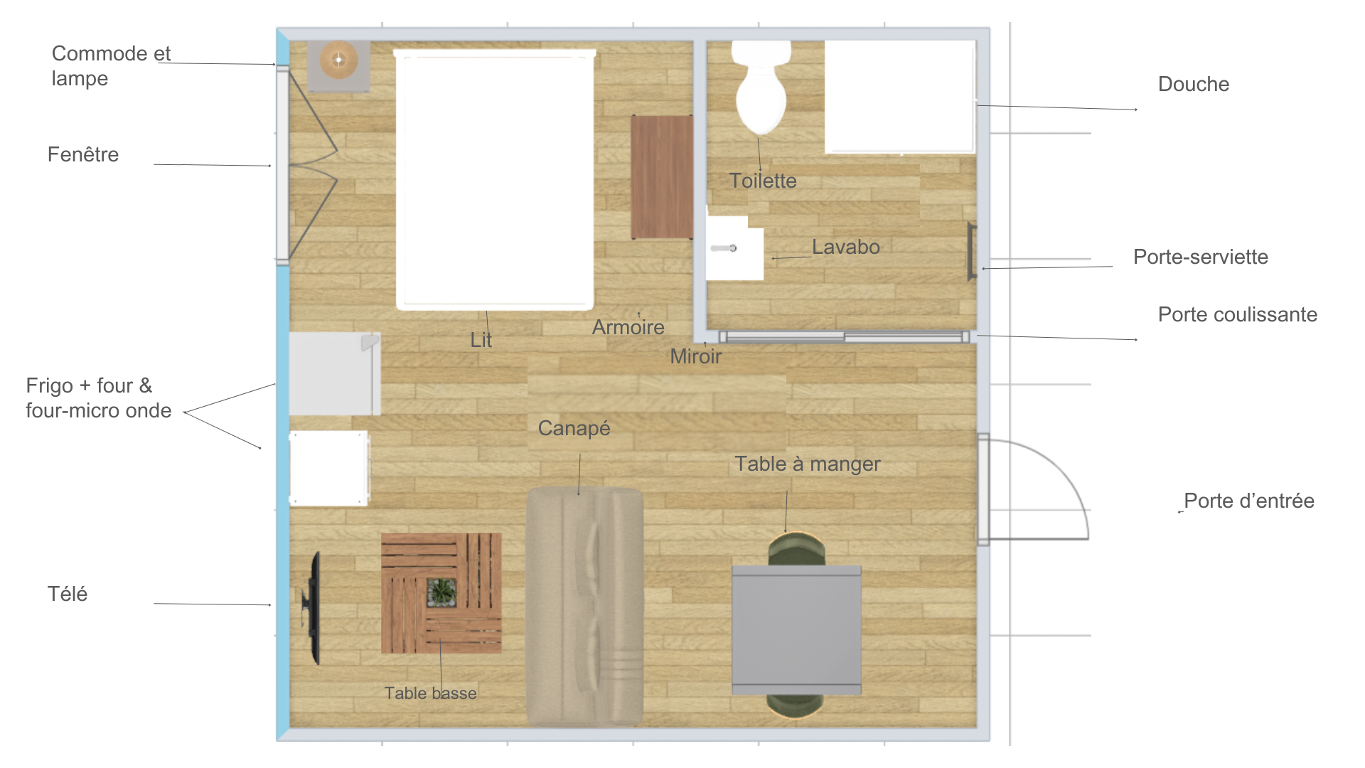 Plan 2D logement étudiant